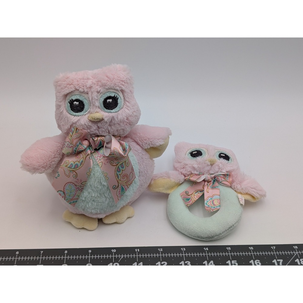 Bearington Baby‎ Owl Rattle Plush Lot of 2 Stuffed Animal toy